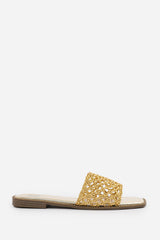 Anastasia Women Strap Flat Sandals In Gold