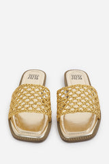 Anastasia Women Strap Flat Sandals In Gold