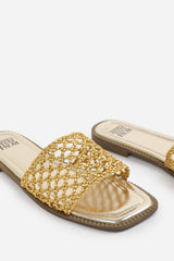 Anastasia Women Strap Flat Sandals In Gold