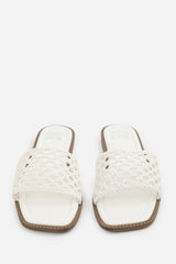 Anastasis Woven Strap Flat Sandals In White