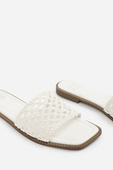 Anastasis Woven Strap Flat Sandals In White