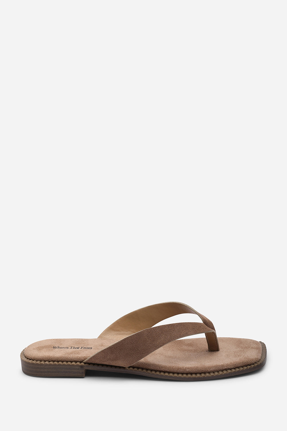 Lirena Square Toe Camel Suede Flip Flop Sandal
