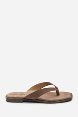 Lirena Square Toe Camel Suede Flip Flop Sandal