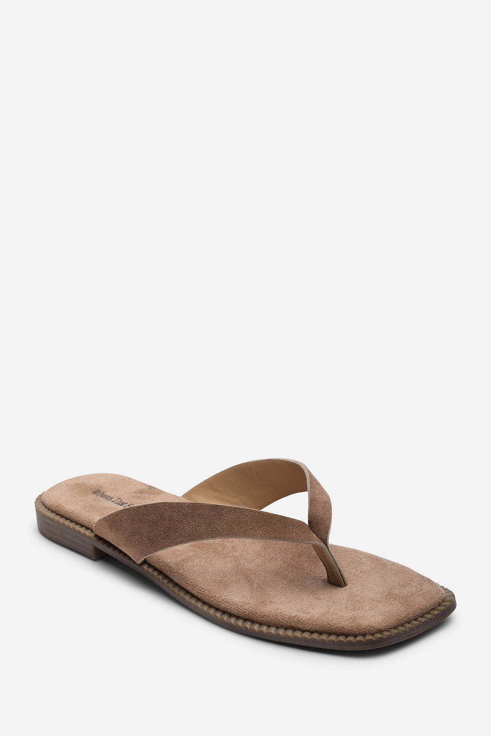 Lirena Square Toe Camel Suede Flip Flop Sandal