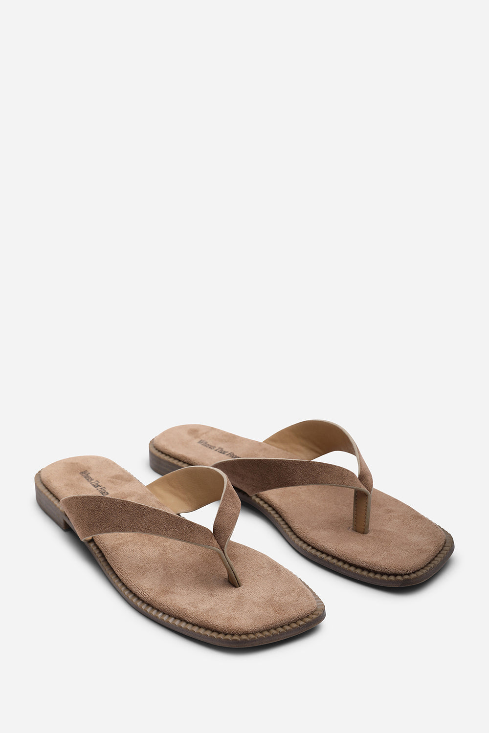 Lirena Square Toe Camel Suede Flip Flop Sandal