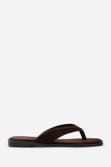 Lirena Square Toe Dark Brown Suede Flip Flop Sandal