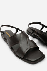 Cavina Square Toe Dark Brown Slingback Sandals