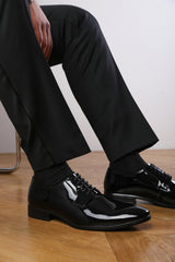 DAVID LACE UP DERBY FORMAL DRESS WORK SHOES IN BLACK PATENT