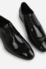 DAVID LACE UP DERBY FORMAL DRESS WORK SHOES IN BLACK PATENT