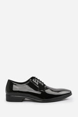 DAVID LACE UP DERBY FORMAL DRESS WORK SHOES IN BLACK PATENT