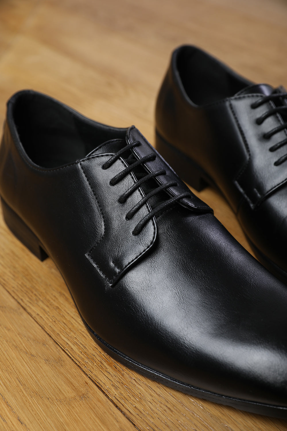 DAVID LACE UP DERBY FORMAL DRESS WORK SHOES IN BLACK FAUX LEATHER