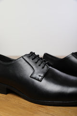 DAVID LACE UP DERBY FORMAL DRESS WORK SHOES IN BLACK FAUX LEATHER