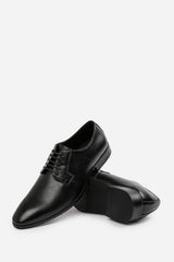 Nathan Black Faux Leather Derby Lace Up Formal Work Shoes