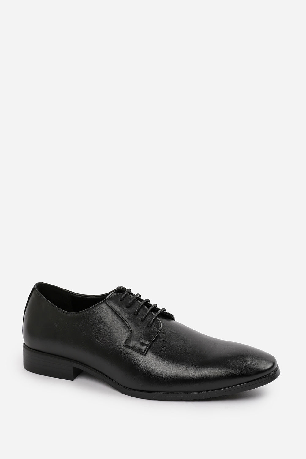 Nathan Black Faux Leather Derby Lace Up Formal Work Shoes