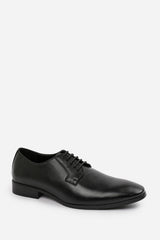 Nathan Black Faux Leather Derby Lace Up Formal Work Shoes