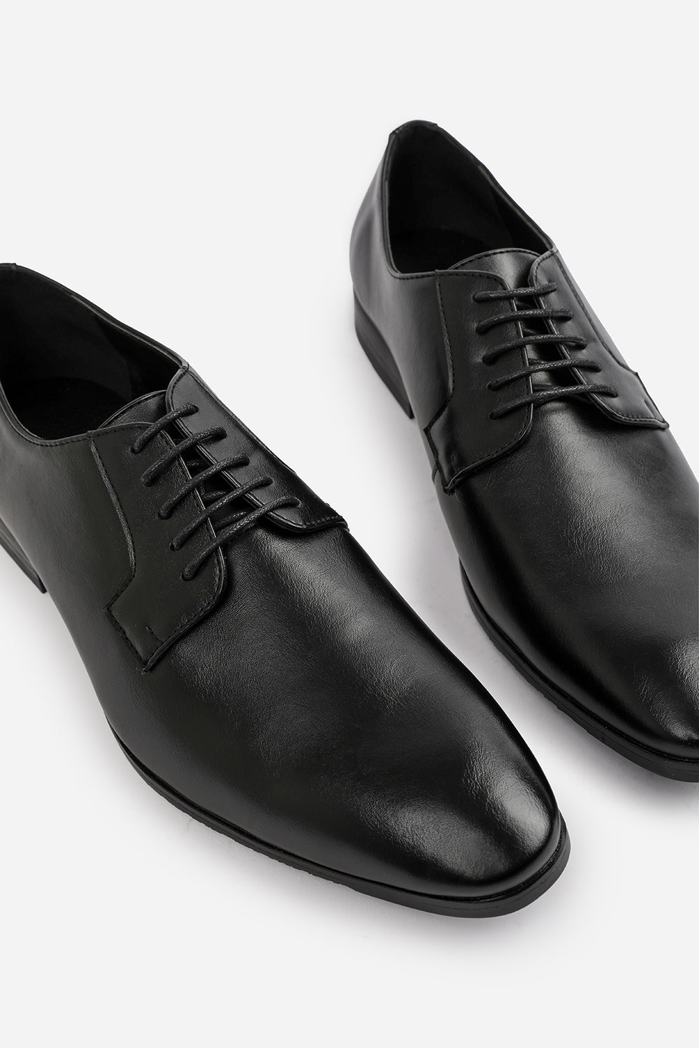 Nathan Black Faux Leather Derby Lace Up Formal Work Shoes