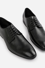 DAVID LACE UP DERBY FORMAL DRESS WORK SHOES IN BLACK FAUX LEATHER