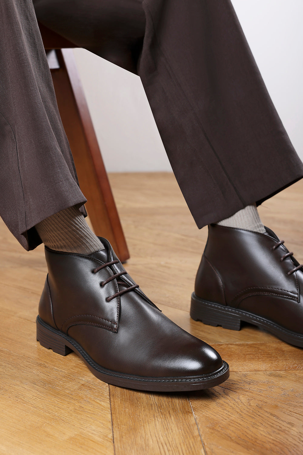 Blake Lace Up Ankle Boots in Dark Brown