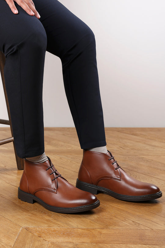 Blake Lace Up Ankle Boots in Tan