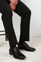 Nathan Black Faux Leather Derby Lace Up Formal Work Shoes