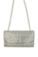 MALIA DIAMANTE CRYSTAL CHAIN SHOULDER BAG IN SILVER