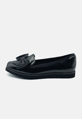 JULIETTE KIDS SLIP ON LOAFER SLIDER IN BLACK PATENT