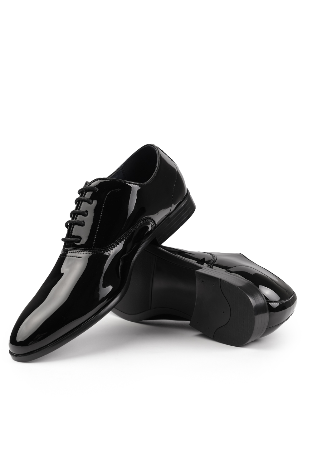 JACKSON FORMAL SHINY POLISHED OXFORD LACE UP DRESS SHOES IN BLACK PATENT