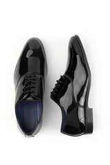 JACKSON FORMAL SHINY POLISHED OXFORD LACE UP DRESS SHOES IN BLACK PATENT