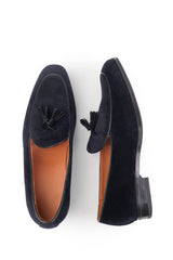 ALBERT SLIP ON TASSEL LOAFERS IN NAVY SUEDE