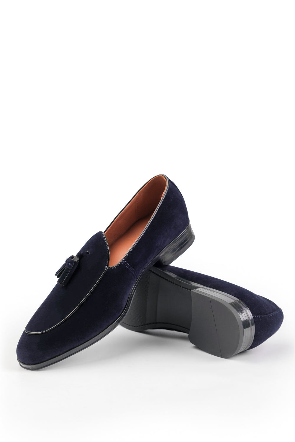 ALBERT SLIP ON TASSEL LOAFERS IN NAVY SUEDE