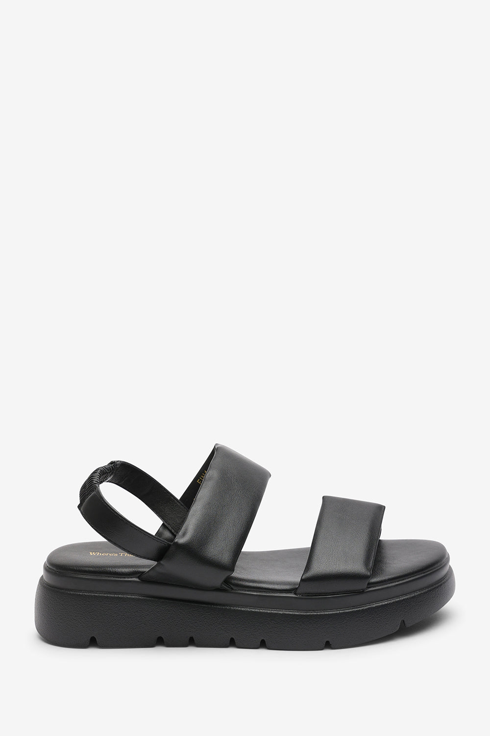 Ravora Black Chunky Platform Double Strap Sandals