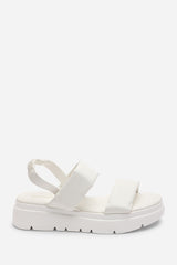 Ravora White Chunky Platform Double Strap Sandals