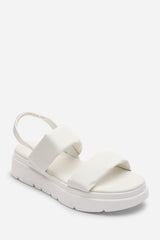 Ravora White Chunky Platform Double Strap Sandals