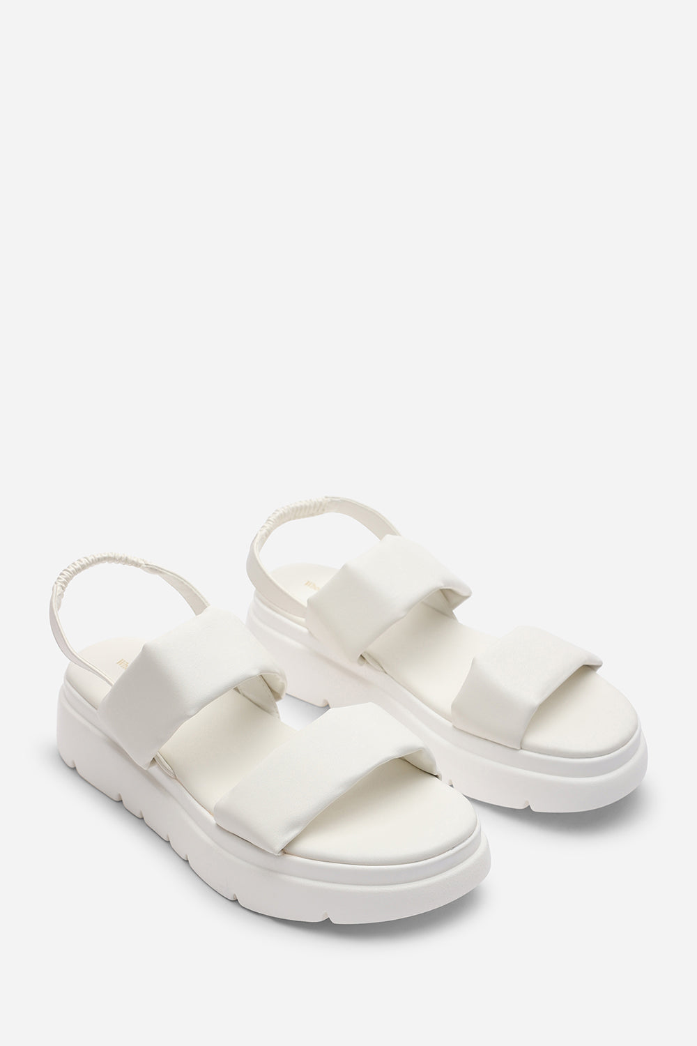 Ravora White Chunky Platform Double Strap Sandals