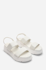 Ravora White Chunky Platform Double Strap Sandals