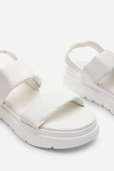 Ravora White Chunky Platform Double Strap Sandals