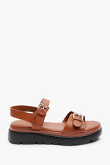 Mirena Tan Chunky Platform Double Strap Sandals