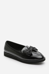 Cathy School Shoes Slip On Loafers With Bow In Black Patent