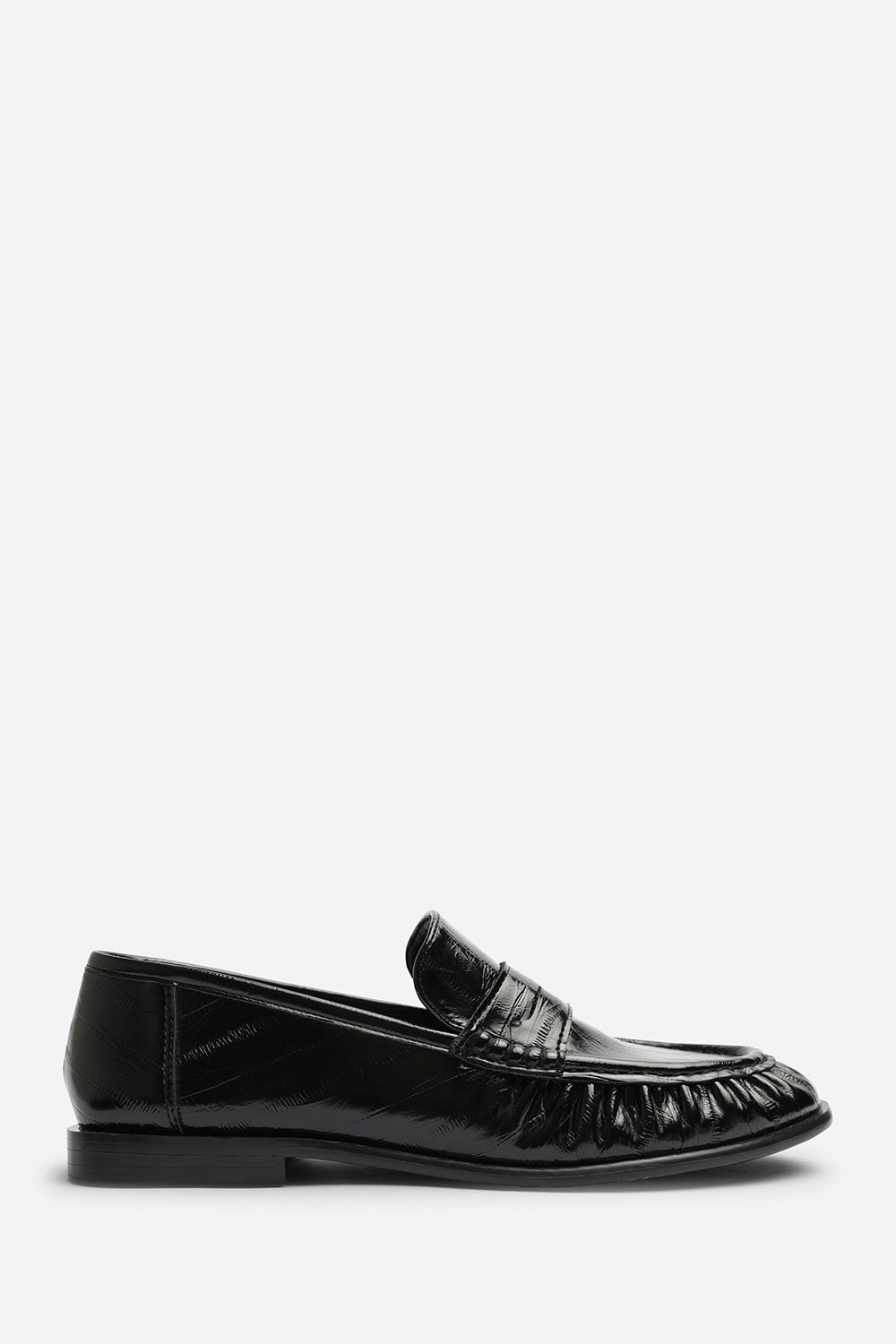 Olvara Wide Fit Girl's School Shoe Ruched Detail Flat Penny Loafers