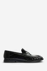 Olvara Wide Fit Girl's School Shoe Ruched Detail Flat Penny Loafers