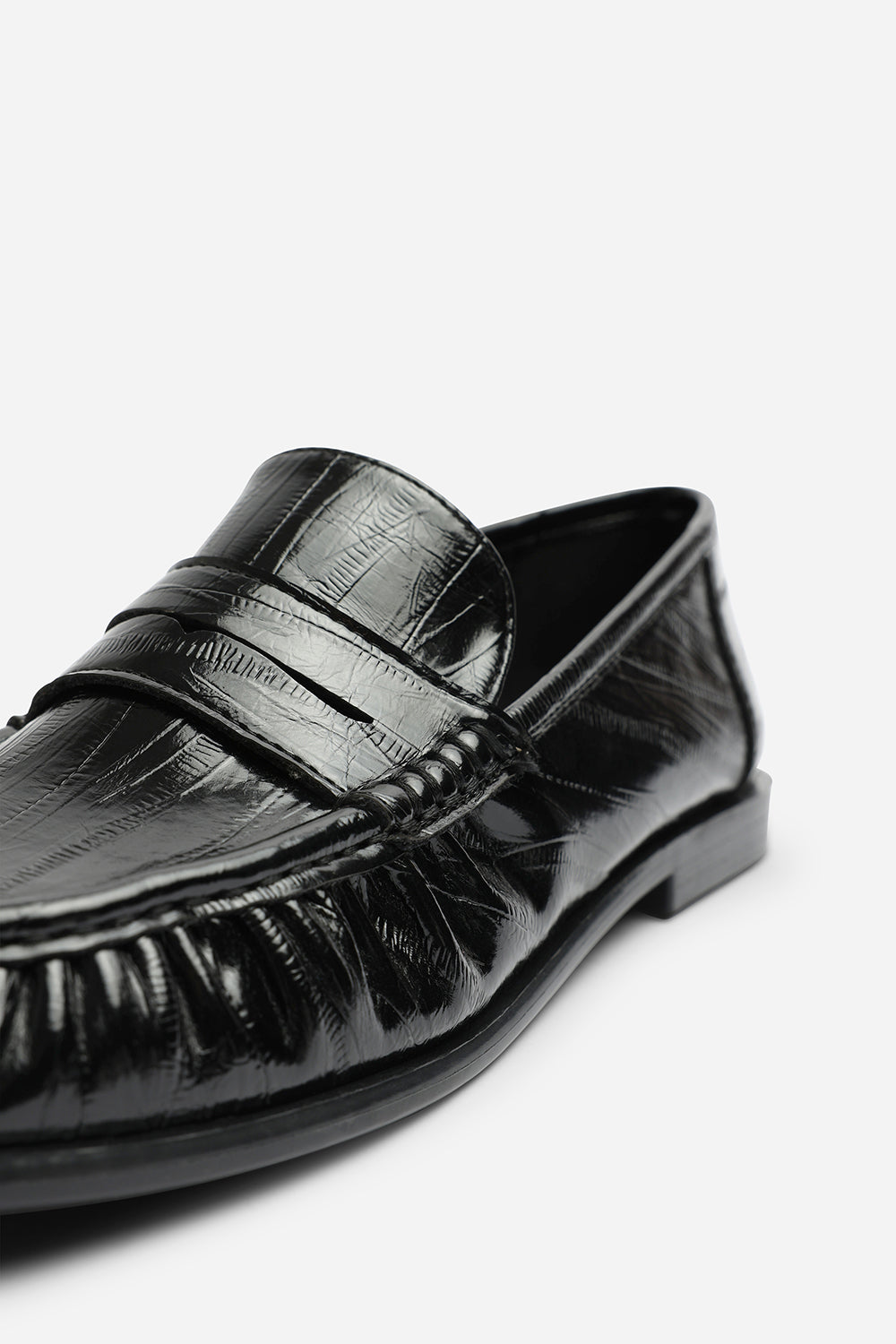 Olvara Wide Fit Girl's School Shoe Ruched Detail Flat Penny Loafers
