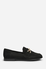 Orelis Wide Fit Girl's School Shoe Chain Trim Detail Flat Loafers
