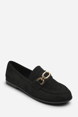 Orelis Wide Fit Girl's School Shoe Chain Trim Detail Flat Loafers