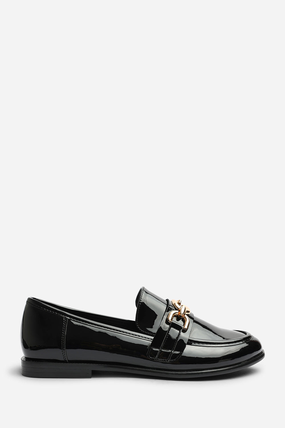 Orelis Wide Fit Girl's School Shoe Chain Trim Detail Flat Loafers