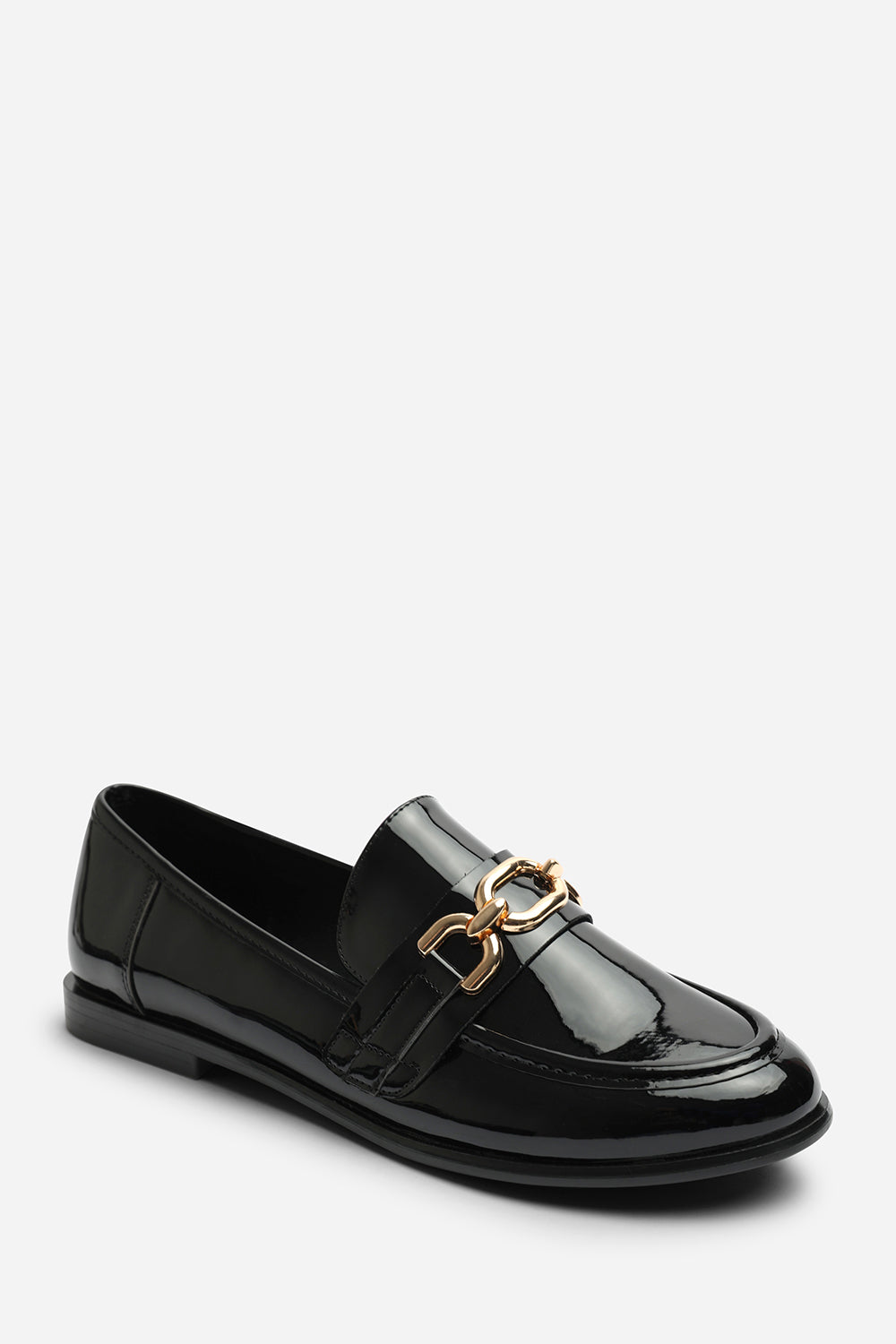 Orelis Wide Fit Girl's School Shoe Chain Trim Detail Flat Loafers