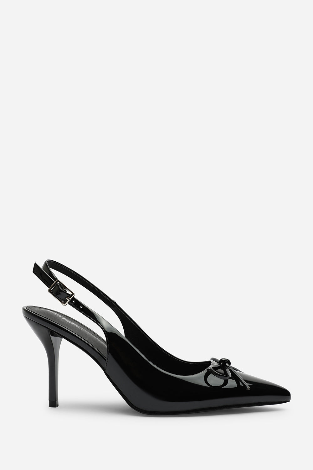 Pavelle Black Patent Bow Detail Court Shoes