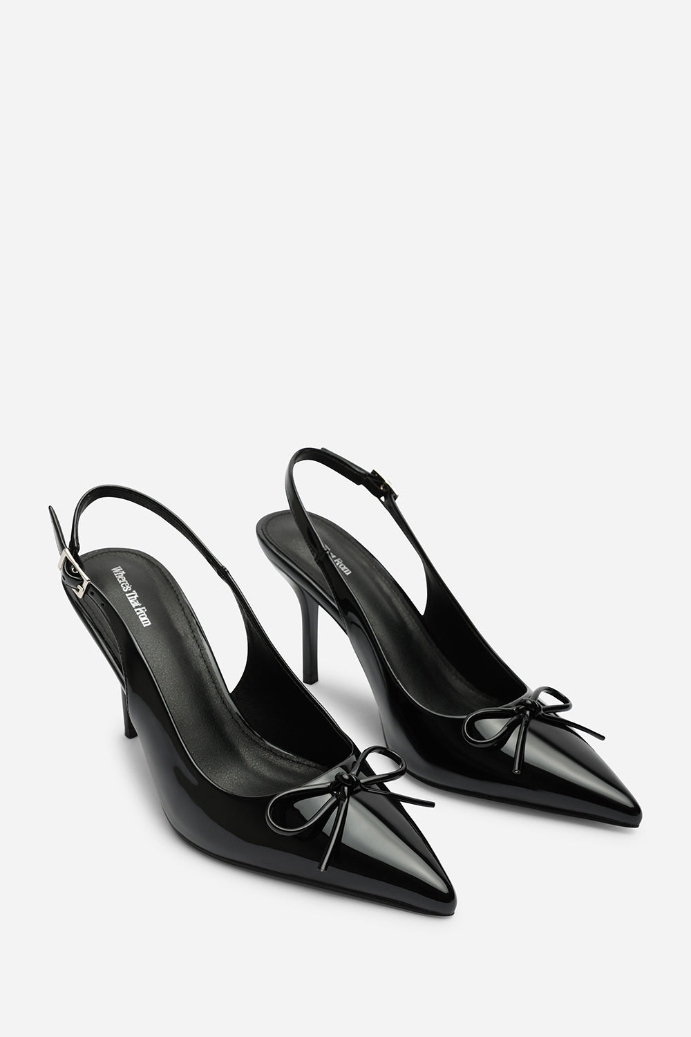 Pavelle Black Patent Bow Detail Court Shoes