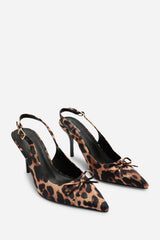 Pavelle Leopard Satin Bow Detail Court Shoes