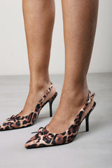 Pavelle Leopard Satin Bow Detail Court Shoes