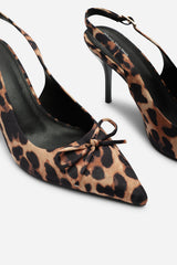 Pavelle Leopard Satin Bow Detail Court Shoes